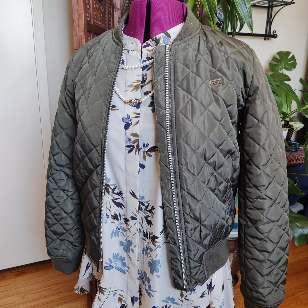 Levi's Olive Quilted Bomber Jacket